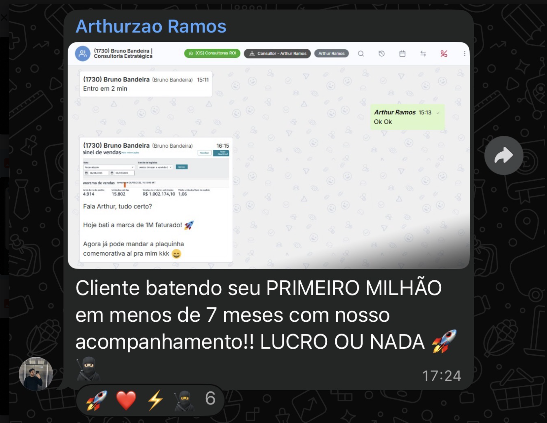Resultado: 1 milhão em 7 meses
