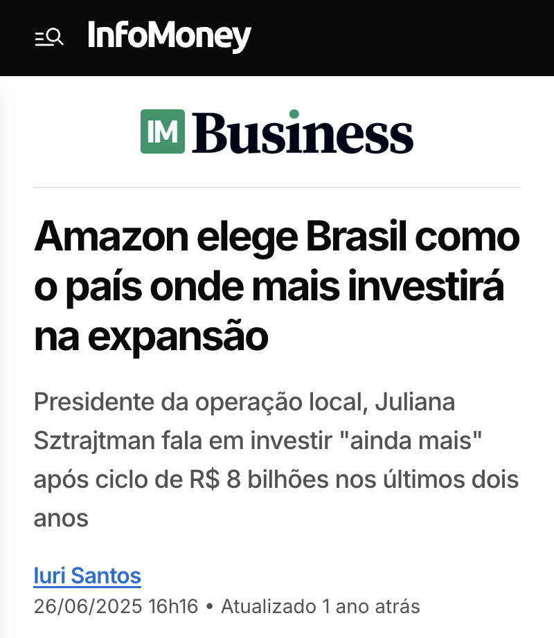 Anúncio do investimento da Amazon no Brasil